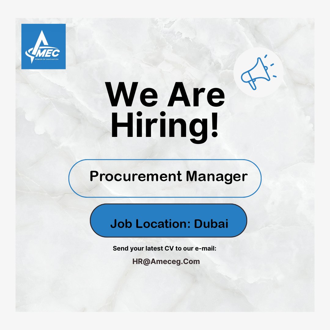 Amec Innova is looking for  Procurement Manager join to our team in Dubai