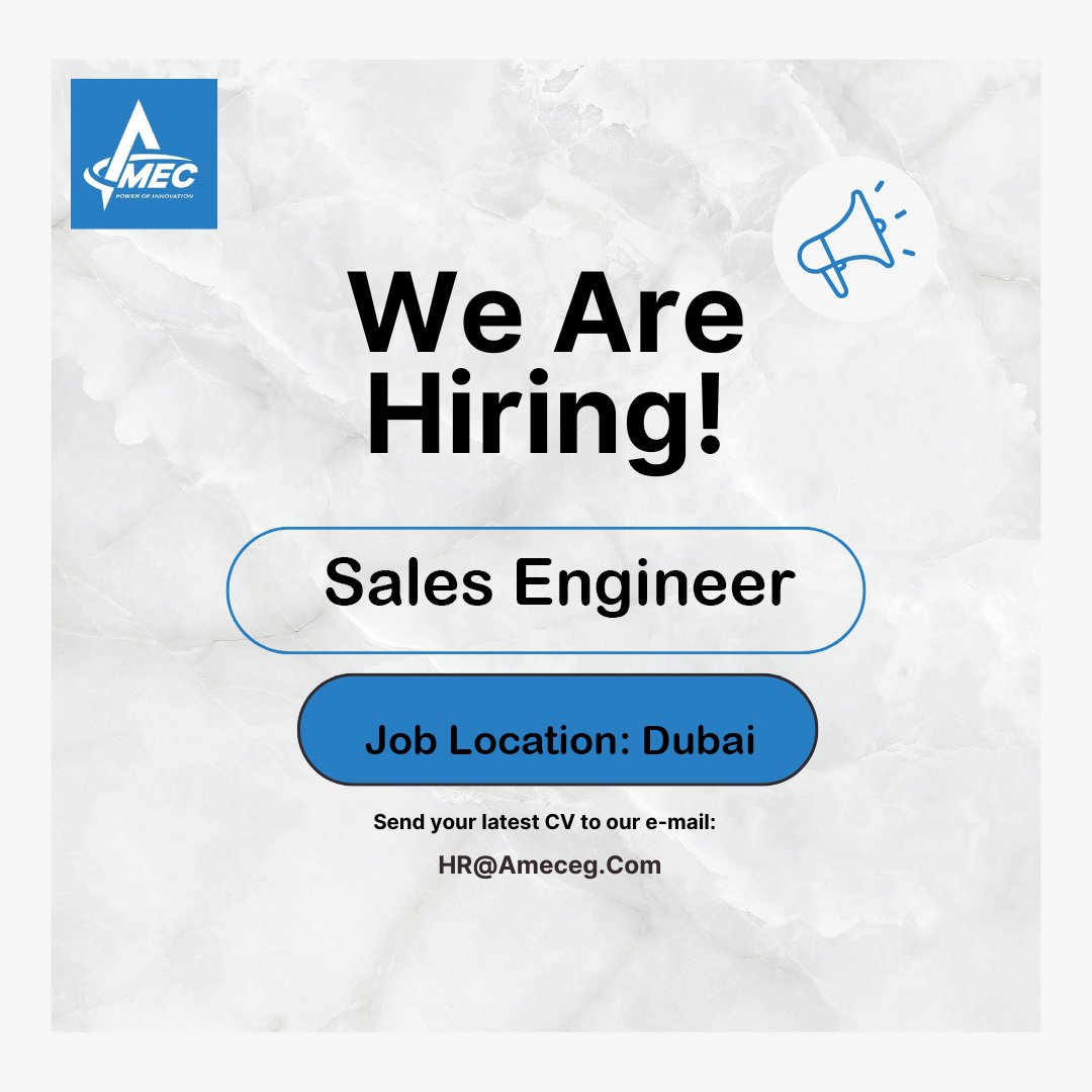 Amec Innova is looking for  Sales Engineer  join to our team in Dubai